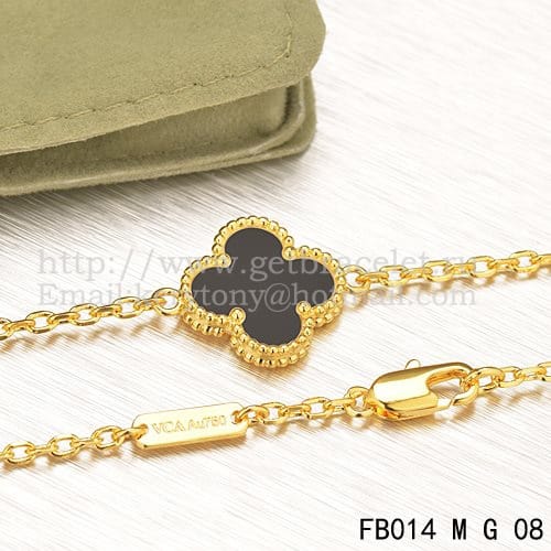 Van Cleef & Arpels Sweet Alhambra Bracelet Yelow Gold With Black Onyx Mother Of Pearl