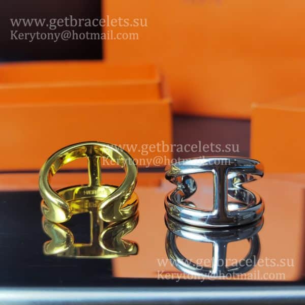 Hermes Ever Chaine D’Ancre Ring Yellow Gold/White Gold Engagement Lady Jewelry