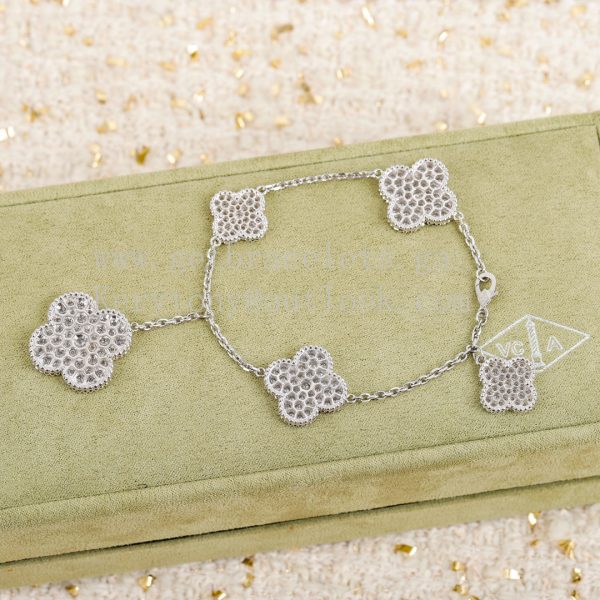 Van Cleef Arpels Magic Alhambra Bracelet 5 Motifs White Gold with Diamonds