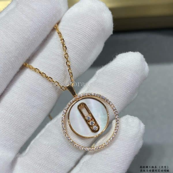 Messika Lucky Move PM Diamond Necklace White Mother-of-Pearl and Rose Gold/White Gold