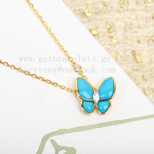 Van Cleef Arpels Two Butterfly Pendant Yellow Gold With Diamonds