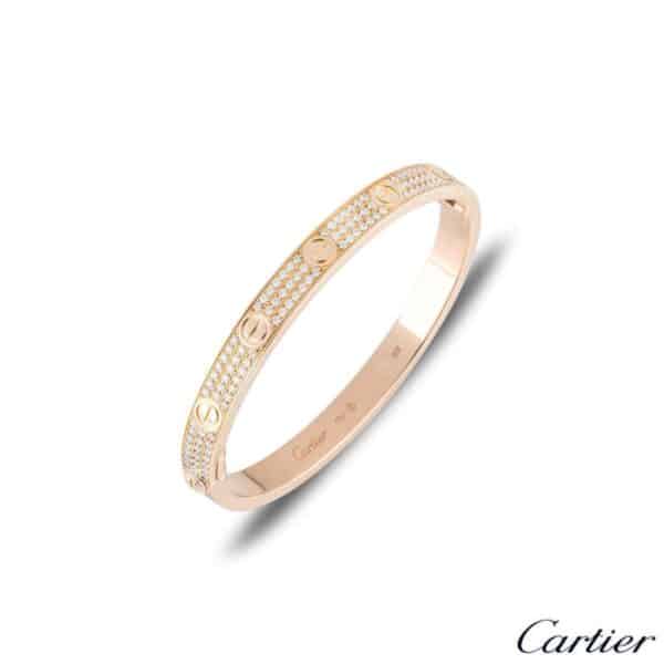 Copy Cartier Love Bracelet Paved Diamonds Pink Gold N6036916