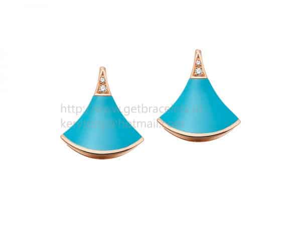 DIVAS’ Dream Rose Gold Earrings with Turquoise and Pave Diamonds