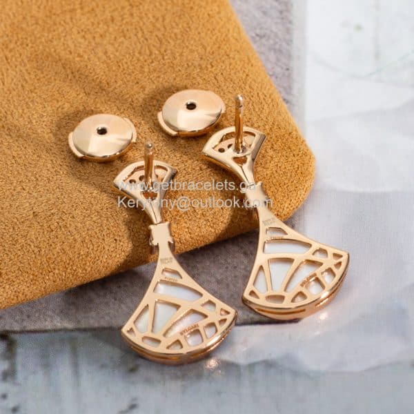 Divas Dream Earrings with Mother of pearl and Pave Diamonds Rose Gold Copy