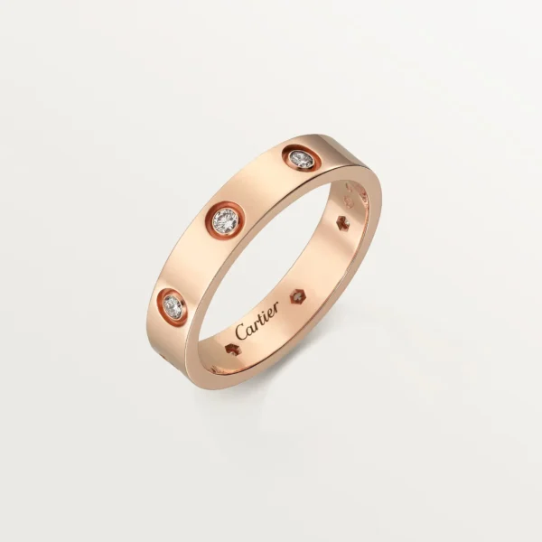 Good Reviews Cartier Love Ring 18K Rose Gold Ring With 8 Diamonds B4050800 For Sale