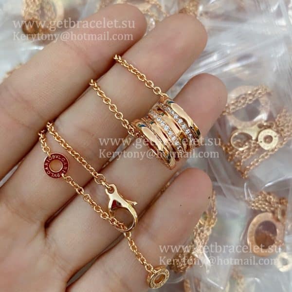 B.zero1 Design Legend Necklace with Rose Gold Pendant Set with Pave Diamonds