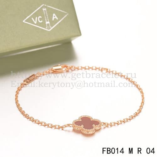 Van Cleef & Arpels Sweet Alhambra Bracelet Pink Gold With Carnelian Mother Of Pearl