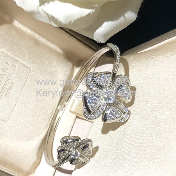 Fiorever Bracelet White Gold with Two Central Diamonds and Pave Diamonds Discount