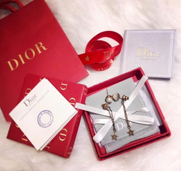 Spring/Fall Dior Brass Star Tassel CD Motif Womens White Pearl Long Drop Earrings Online Replica