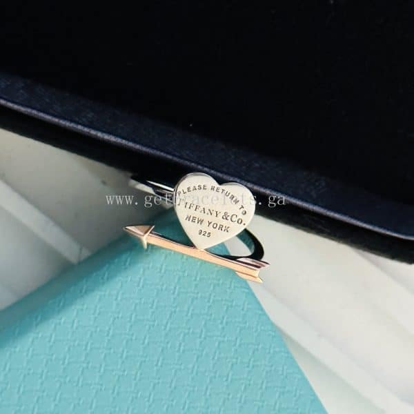 Tiffany Lovestruck Heart Tag Ring in Silver and Rose Gold