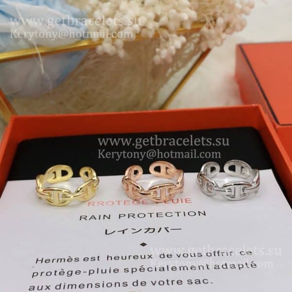 Hermes Chaine D’Ancre Enchainee Ring in White Gold/Pink Gold/Yellow Gold For Sale Online