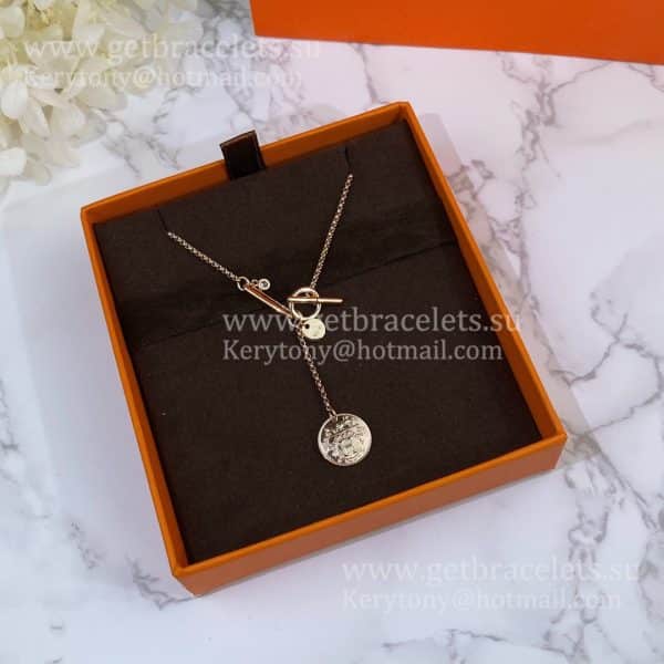 Vintage Hermes Ex-Libris Pendant Rose Gold With 1 Diamonds