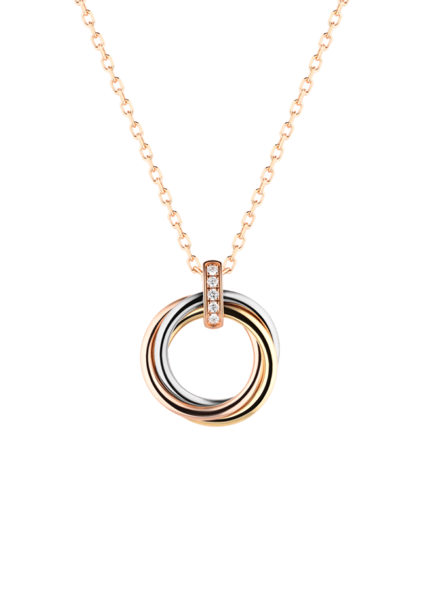 Morden Style Christmas Cartier Trinity Necklace White Gold/Yellow Gold/Rose Gold with Diamonds B7058700 Replica
