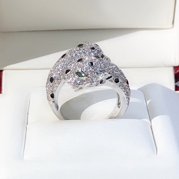 2021 New Double Panthere de Cartier Ring White Gold With Diamonds Online Sale