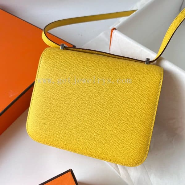 Handmade Hermes Constance 18cm In Epsom Calfskin Naples Yellow With Silver