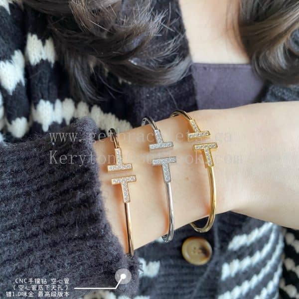 Tiffany Diamond Wire Braceletin White Gold/Yellow Gold/Rose Gold