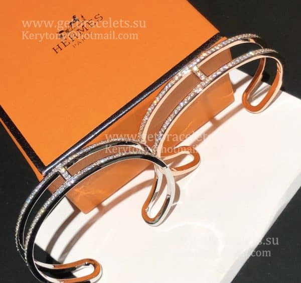 Hermes Ever Chaine D’ancre Bracelet With Pave Diamonds White Gold/Pink Gold New Style