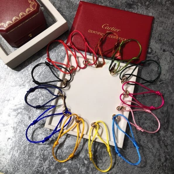 Premium replica Cartier Trinity Rope Bracelet White Gold/Yellow God/Rose Gold Celebrity Same Christmas