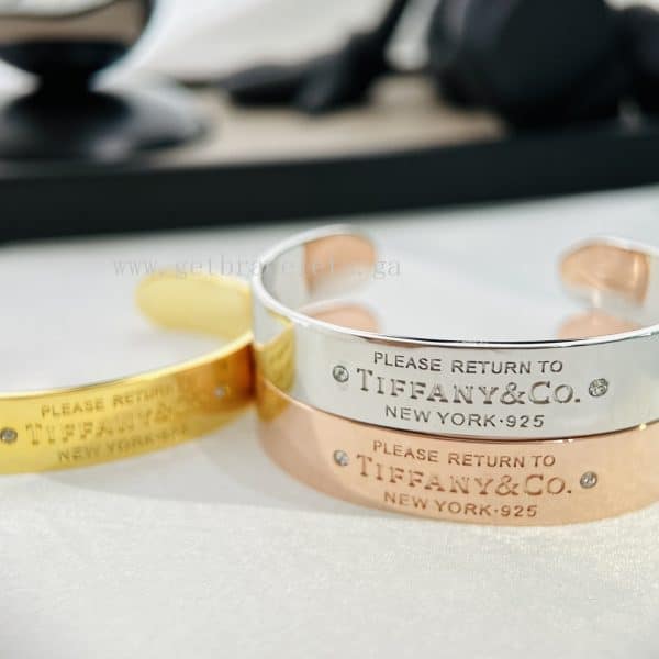 Return to Tiffany Narrow Cuff in Sterling Silver/Rose Gold/Yellow Gold with Diamonds