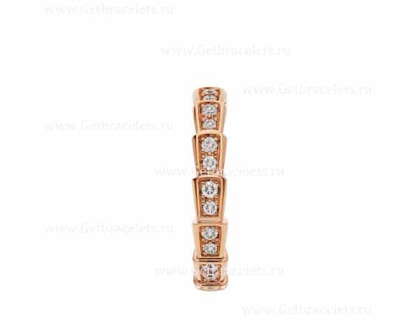 Serpenti Viper Wedding Band in 18k Rose Gold With Full Pave Diamonds