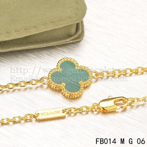 Van Cleef & Arpels Sweet Alhambra Bracelet Yellow Gold With Malachite Mother Of Pearl