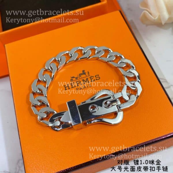 Hermes Mens Boucle Sellier Bracelet Large Silver/Rose Gold Mother’s Day Gift