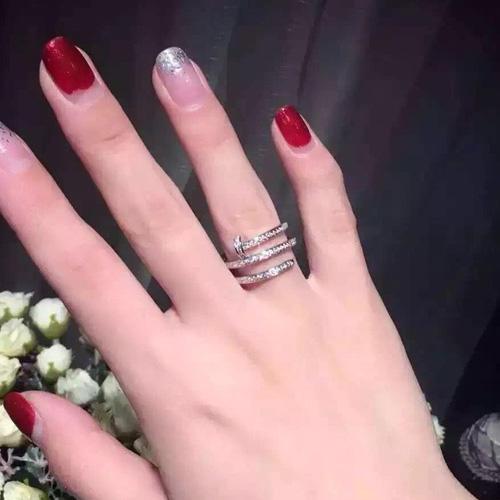 Cartier Juste Un Clou White Gold Full Diamond Double Nail Ring