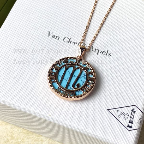 Van Cleef Arpels Zodiaque Long Necklace Scorpii (Scorpio) Rose Gold Turquoise