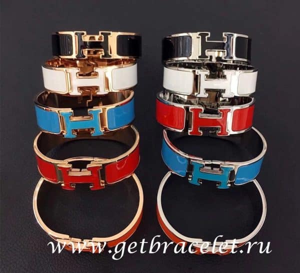 Hermes Clic Clac H Enamel Bracelet With Lacquered Palladium Plated Hardware MM