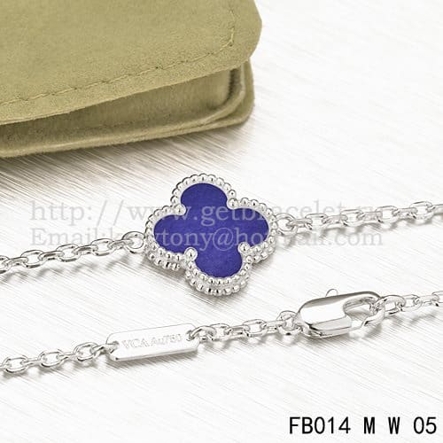 Van Cleef & Arpels Sweet Alhambra Bracelet White Gold With Lapis Stone Mother Of Pearl
