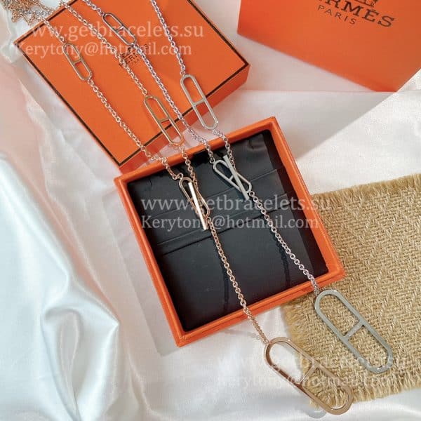 Luxury Replicated Hermes Ever Chaine D’Ancre Long Necklace Rose Gold/Silver