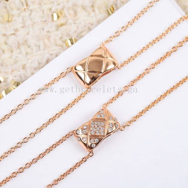 COCO Crush Necklace Quilted Motif Rose Gold/White Gold