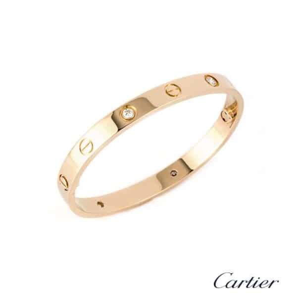 Replica Cartier Love Bracelet For Men and Women Pink Gold 4 Diamonds B6036016 (New Version – Prevent Screws Fall Out)
