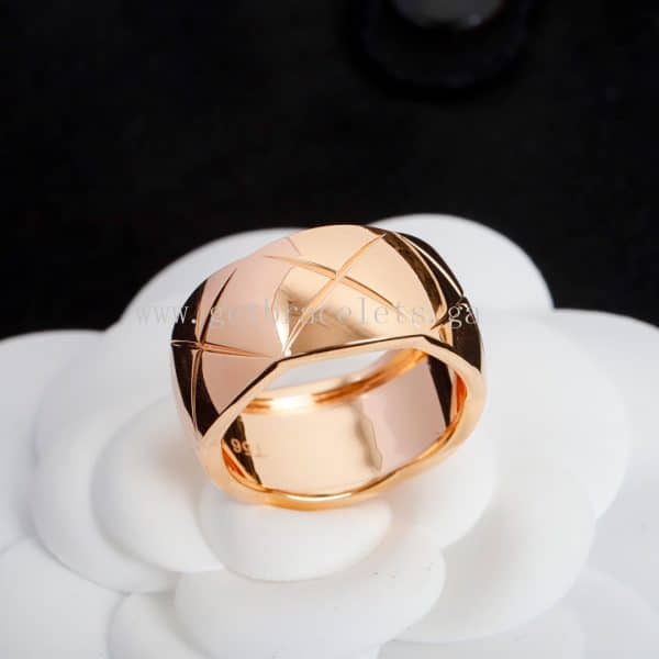 COCO Crush Ring Quilted Motif Large Version Rose Gold/White Gold
