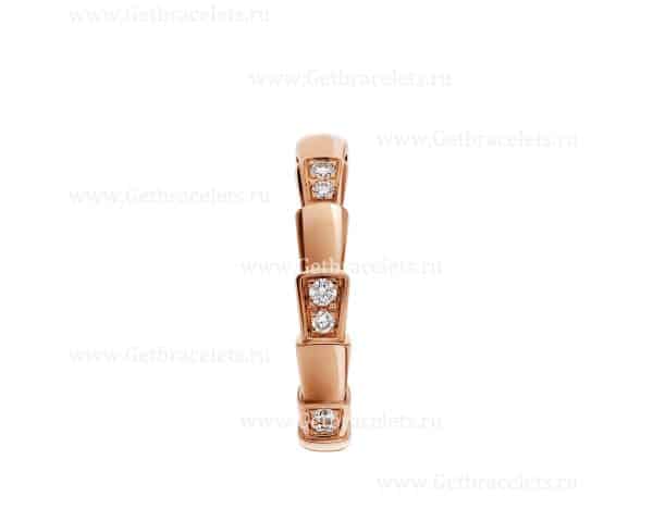 Small Serpenti Viper Band Ring in 18k Rose Gold with Demi-pave Diamonds