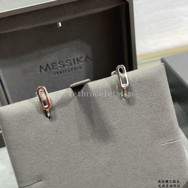 Messika Move Uno Mini Hoops For Her Diamond Earrings Rose Gold/White Gold