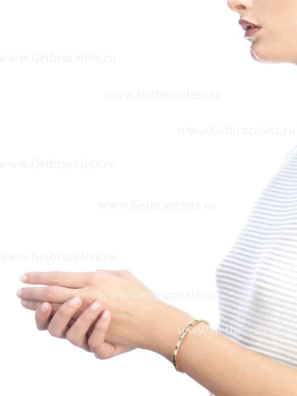 Serpenti Viper 18K Rose Gold thin Bangle Bracelet set with Malachite Elements
