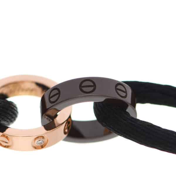 Imitation Cartier Love Bracelet Pink Gold White Gold Black Cord