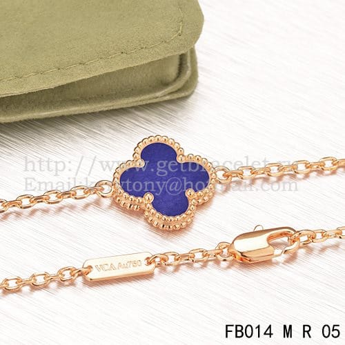 Van Cleef & Arpels Sweet Alhambra Bracelet Pink Gold With Lapis Stone Mother Of Pearl