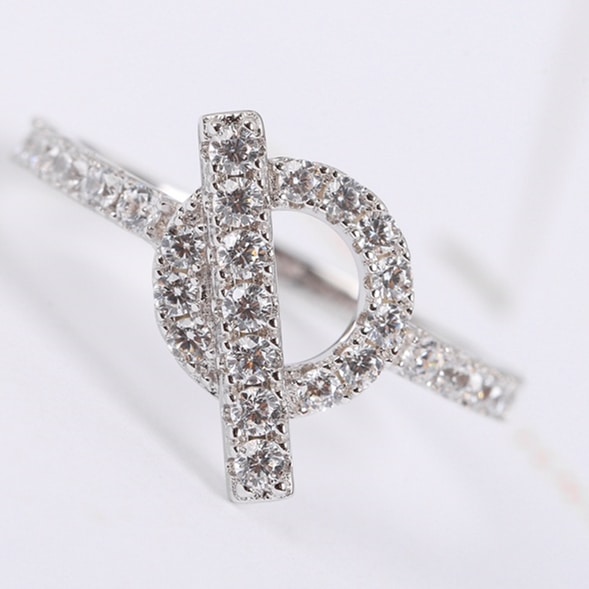 Hermes Finesse Ring with Diamonds Rose Gold/White Gold Fashion Women Jewelry