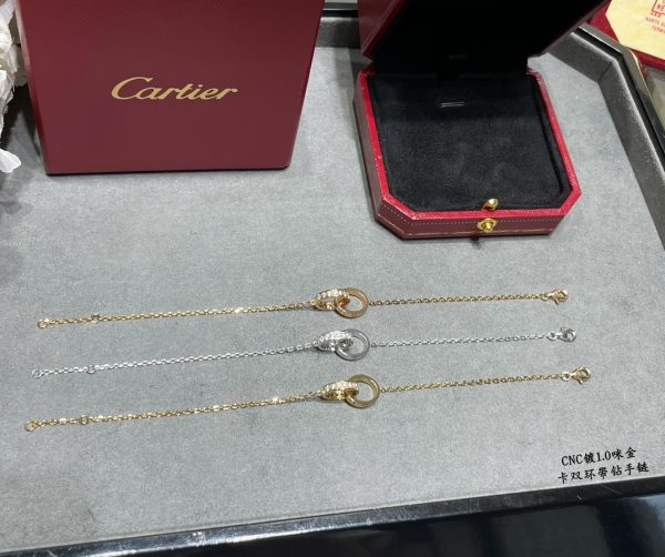 Cartier Double Ring Love Bracelet with Diamonds White Gold/Yellow Gold/Rose Gold