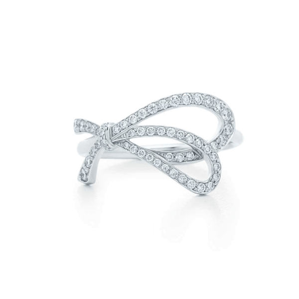 Tiffany Bow Ring Rose Gold & Silver Newest Design Diamonds Fashion Women Jewelry GRP08657/GRP08656