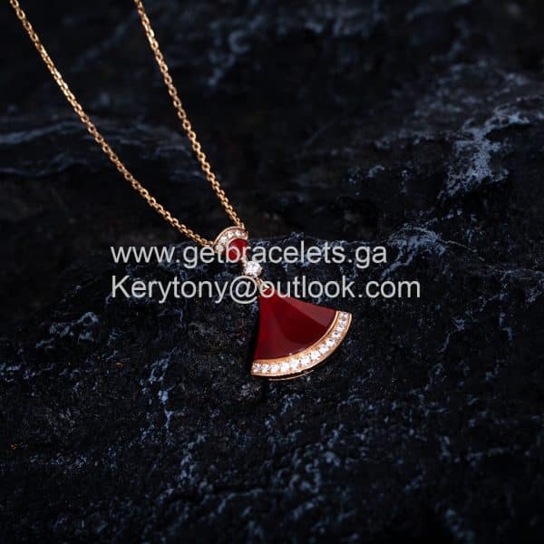 Divas Dream Necklace with Carnelian and Pave Diamonds Rose Gold