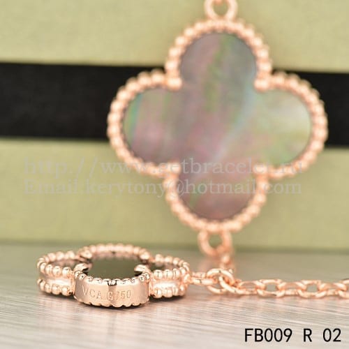 Van Cleef & Arpels Magic Alhambra Bracelet 5 Motifs Pink Gold With White Gray Mother Of Pearl Black Agate