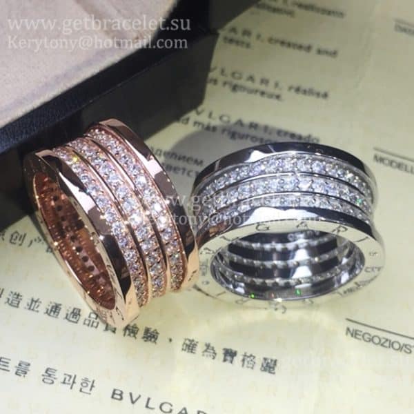 B.zero1 4-Band Ring in Rose Gold with Pave Diamonds