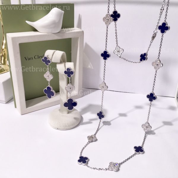 Replica Van Cleef Arpels Vintage Alhambra With Diamonds Lapis Set (3pcs)