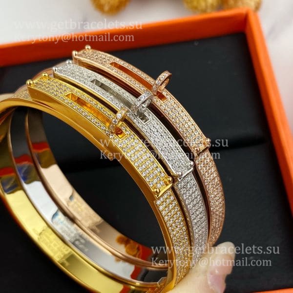 Hermes Kelly Bracelet With Pave Diamonds Silver/Yellow Gold/Rose Gold Lowest Price