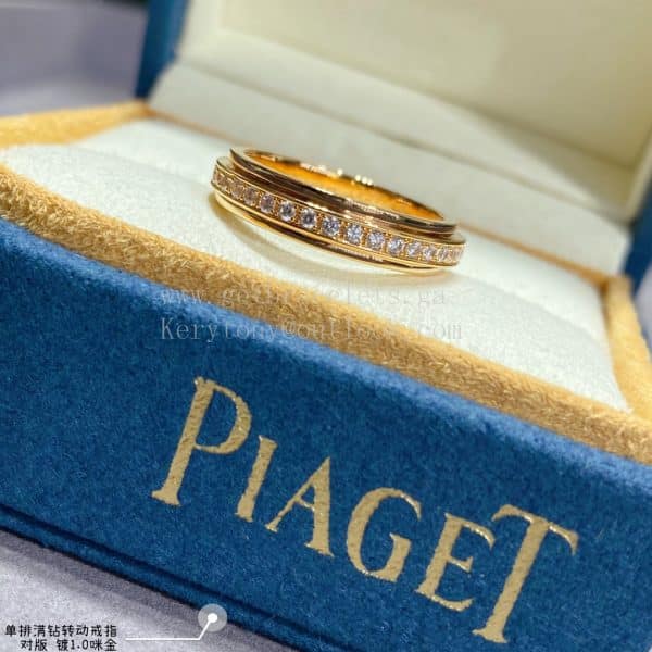 Piaget Possession Ring with Row of Diamonds White Gold/Rose Gold