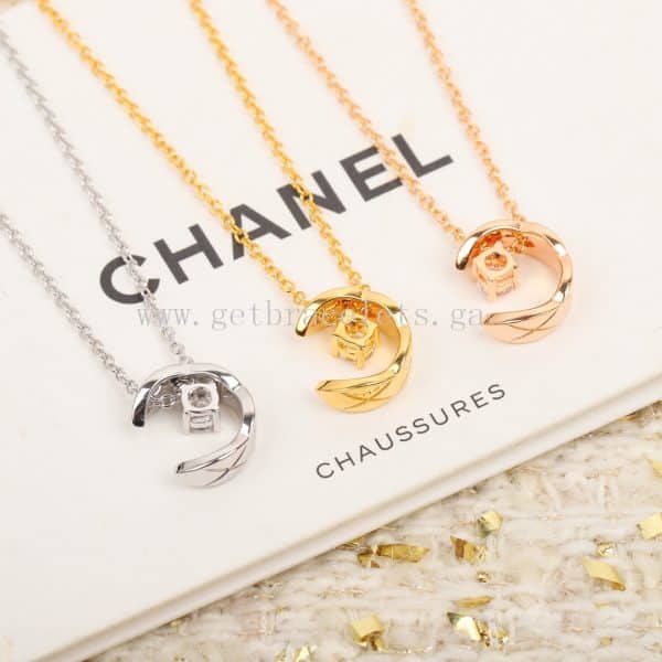 COCO Crush Necklace Quilted Motif With Diamonds Yellow Gold/Rose Gold/White Gold