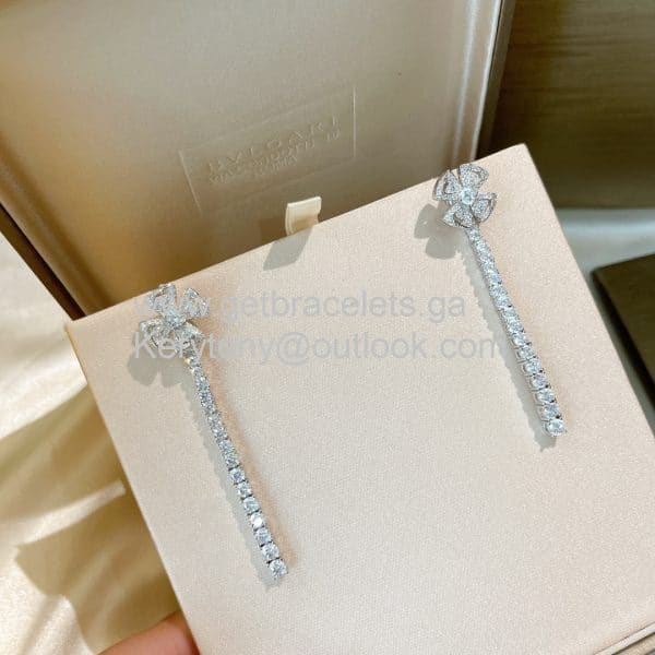 Fiorever Four-petal Flower Earrings With Pave Diamonds White Gold Highest quality